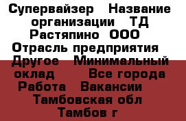 Супервайзер › Название организации ­ ТД Растяпино, ООО › Отрасль предприятия ­ Другое › Минимальный оклад ­ 1 - Все города Работа » Вакансии   . Тамбовская обл.,Тамбов г.